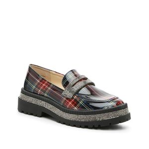 Jessica Simpson Multicolor Plaid Loafers with Sparkle Trim